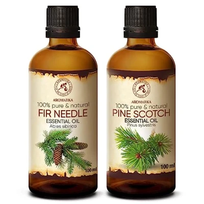 Abbildung von Fichtennadelöl Abies Sibirica Kiefernnadelöl Ätherisch Pinus Sylvestris 2 x 100 ml Natürlichen &amp; Reinen Öl Beruhigend Raumduft Duftlampe Tannenöl für Sauna Aromatherapie