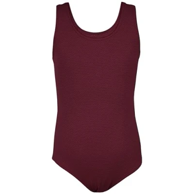 Abbildung von Aquarti Mädchen Badeanzug mit Ringerrücken Sport Mädchen, Chlorresistent, Farbe: Jacquard Punkte Rot Braun, Größe: 158