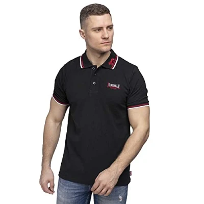 Abbildung von Lonsdale LION Poloshirt, Herren, Größe: Medium, Black/dark red/white