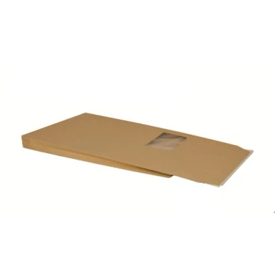 Abbildung von Bong Faltentasche C4 (200 Stück), haftklebende Faltentaschen mit Klotzboden und Seitenfalte, Versandtaschen aus braunem Kraftpapier Fenster, 324x229x20 mm, 130g/m², Mittel