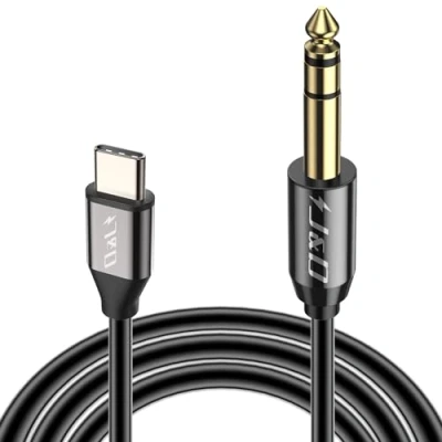 Abbildung von J&amp;D USB C auf 6,35mm 1/4 Zoll TRS Male Audio Kabel Adapter Aux Jack Stereo für iPhone 15/15 Plus/15 Pro/15 Pro Max, Galaxy S23/S23+/S23 Ultra/S22/S22+/S22 Ultra, Lautsprecher, Mischpult, 2 M