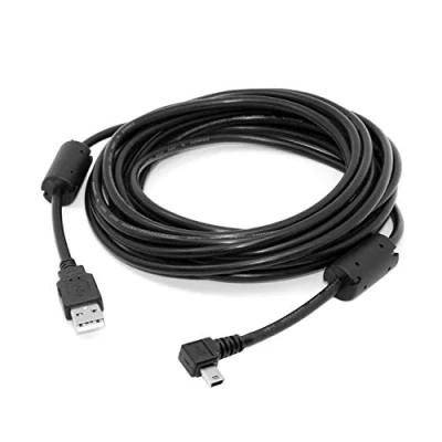 Abbildung von cablecc Mini USB B Typ, 5 poliger Stecker, links abgewinkelt, 90 Grad auf 2.0 Datenkabel, m, mit EMI Ferritkern