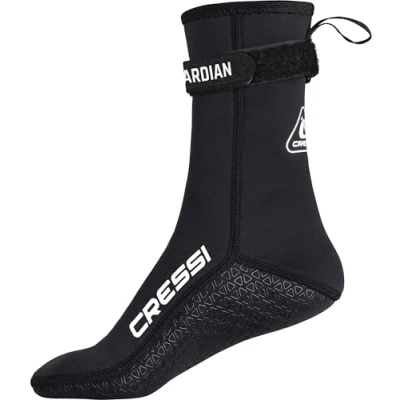 Abbildung von CRESSI Guardian High Neoprene Socks 2mm XS Neopren Top Socken mit Klettverschluss, ideal für alle Wassersportbegeisterten, Schwarz, XS, Unisex