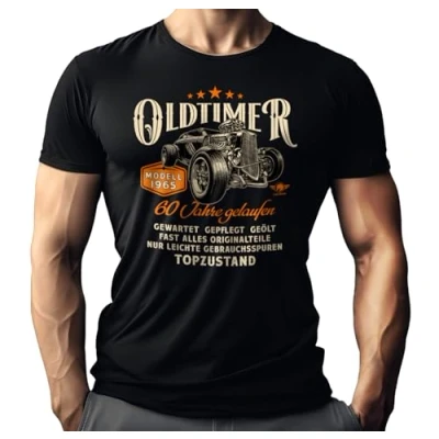 Abbildung von Herren T Shirt zum 60. Geburtstag: Oldtimer Modell 1965 60 Jahre gelaufen in Topzustand