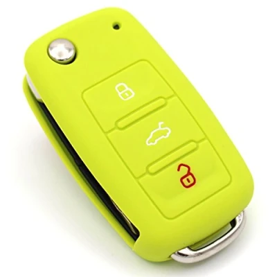 Abbildung von Schlüssel Hülle VA für 3 Tasten Auto Silikon Cover von Finest Folia (Limegreen)