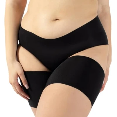 Abbildung von CALZITALY Glatte Anti Reibung Bänder Curvy Strumpfbänder für Scheuernde Oberschenkel Schwarz, Hautfarbe A, B, C, D, E, F Made in Italy (E: 76 cm, Schwarz)
