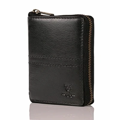 Abbildung von MATADOR® Leder Geldbörse Herren mit Reißverschluss Black Geldtasche TüV geprüfter RFID &amp; NFC Schutz Portemonnaie Damen Geschenk Box