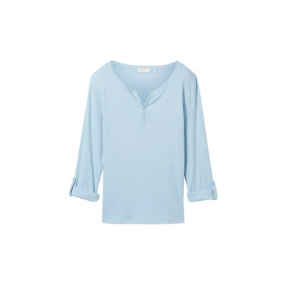 Abbildung von TOM Tailor Henley Langarmshirt, Damen, Größe: 34, Light fjord blue white stripe