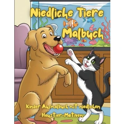 Abbildung von Niedliche Tiere Malbuch: Kinder Ausmalbuch mit niedlichen Haustier Motiven