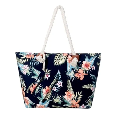Abbildung von DonDon Badetasche XXL Familie Strandtasche Damen mit Reißverschluss Beach bag groß Hawaiian Flower