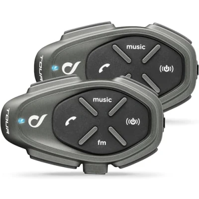 Abbildung von Interphone Tour Doppelpack Bluetooth Kommunikationssystem für Motorräder Bis zu 4 Reiters, 1,5Km Reichweite 25 Std Sprechzeit Fastcharge Radio GPS MP3 Waterproof IP68