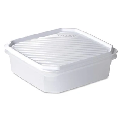 Abbildung von Tatay Frischhaltedose, Vakuum, 1,3 l Kapazität, flexible Druckdeckel, BPA frei, Geeignet Mikrowelle und Geschirrspüler, Weiß. Maße: 18,5 x 6,1 cm