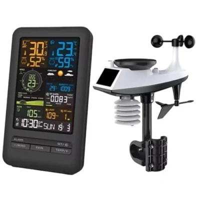Abbildung von 2.4Ghz WLAN WIFI Wetterstation Funk mit 7in1 433Mhz Außensensor + Solar/Wetterdaten über Smartlife TUYA Handy APP/Wettervorhersage/Außensensor/Windmesser und Regensensor/Windrichtung