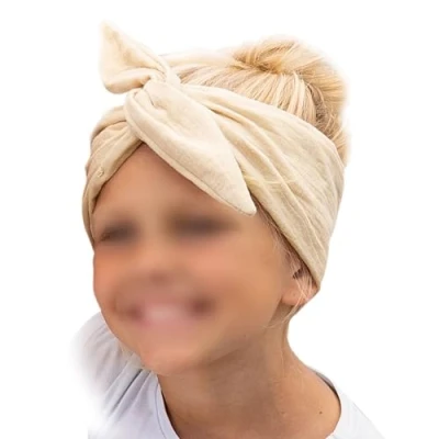 Abbildung von Papierdrachen Musselin Haarband für Kinder zum Selbstbinden Knotenband Stirnband Haar Accessoires Herbst und Sommer beige