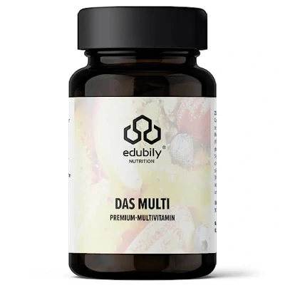Abbildung von edubily nutrition® Multivitamin Kapseln mit Vitaminen, Mineralien &amp; Spurenelementen wie Chrom, Jod, Kupfer, Mangan, Molybdän, PQQ, Q10, Selen, Zink, ohne Eisen 90 kleine (Multi Iod)