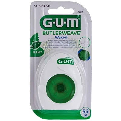 Abbildung von GUM BUTLERWEAVE gewachst mit Mintgeschmack 54,8m 55 m Webseide