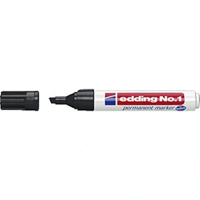 Abbildung von edding No 1 Permanentmarker schwarz 10 Stifte Keilspitze 5 mm wasserfest, wischfest, schnell trocknend Multimarker im Taschenformat für Karton, Kunststoff, Holz, Metall, Glas