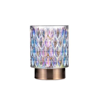 Abbildung von Pauleen 48241 Clear Glamour mobile Tischleuchte Glas Tischlampe Timerfunktion 6H Batterie Glaslampe ohne Kabel Dichroitisch/Messing, Dichroic
