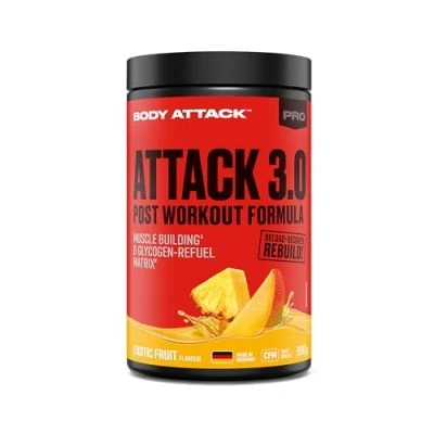 Abbildung von Body ATTACK Post 3.0, Workout Shake mit Maltodextrin, Creatin, Whey Protein Isolate und Glutamin, 900g, Exotic Fruit