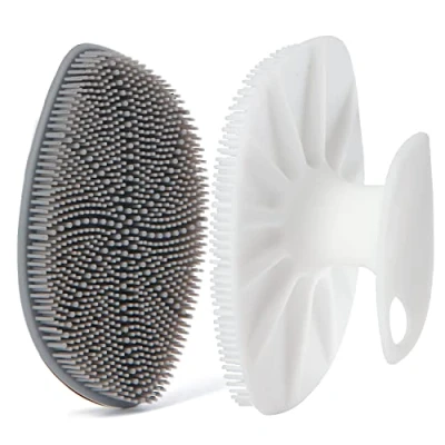 Abbildung von HieerBus Silikon Gesichtsreiniger, Gesichtsreinigungsbürste Gesichtswaschbürste, sanftes Peeling Pad Massagegerät, für Männer Frauen Reinigung und (Weiß+Grau)