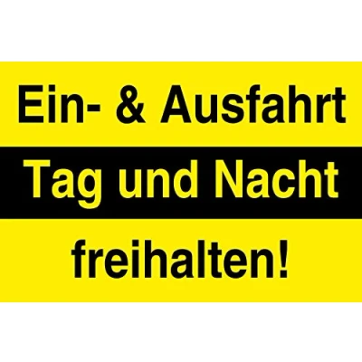 Abbildung von Ein und Ausfahrt freihalten Alu Schild 30 x 20 cm &quot;Einfahrt &amp; Tag Nacht freihalten!&quot; 3mm Hinweisschild stabile Verbundplatte