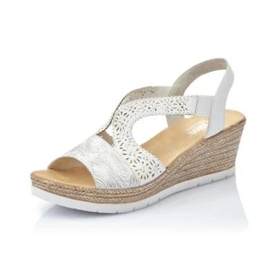 Abbildung von Rieker Damen Pantoletten 61916, Frauen Slipper,Schlupfschuhe,schluepfschuhe,Slip ons,Backless Slipper,Mules,Gartenschuhe,Weiss (80),42 EU / 8 UK