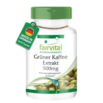 Abbildung von Fairvital Grüner Kaffee Extrakt 500mg 90 Kapseln HOCHDOSIERT standardisiert auf 45% Chlorogensäure VEGAN