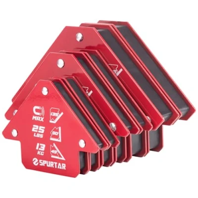 Abbildung von Spurtar Schweißmagnet Set, 6 Stück (34KGx2+23KGx2+13KGx2) Starke Magnetische Schweißwinkel, Schweissmagnet, Mig Werkzeuge und Ausrüstung, 45, 90, 135, 180 Grad Magnetwinkel, Schweißwinkel Set