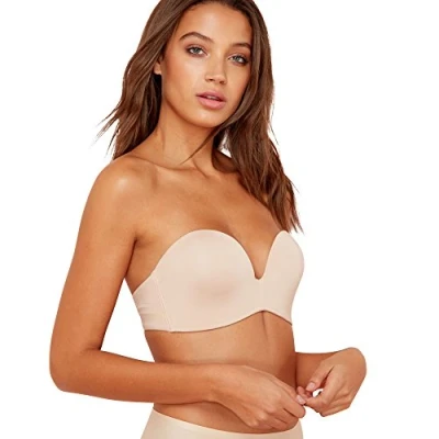 Abbildung von Wonderbra Damen Ultimate Strapless trägerloser BH nahtlos starker Halt Push Up , BHschwarz, 85B