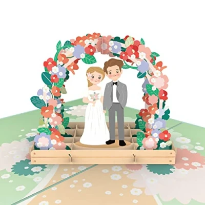 Abbildung von papercrush® Pop Up Karte Hochzeit Brautpaar Lustige 3D Hochzeitskarte mit Blumen, Geschenkkarte als Glückwunsch und Geldgeschenk zur Handgemachte Glückwunschkarte zum Standesamt