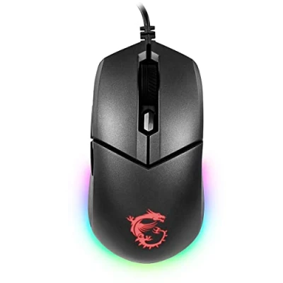 Abbildung von MSI Clutch GM11 Gaming Maus (kabelgebunden, PAW 3325 Sensor, 400 5000 DPI, 6 Tasten, schwarz, RGB Streifen, Red Logo)