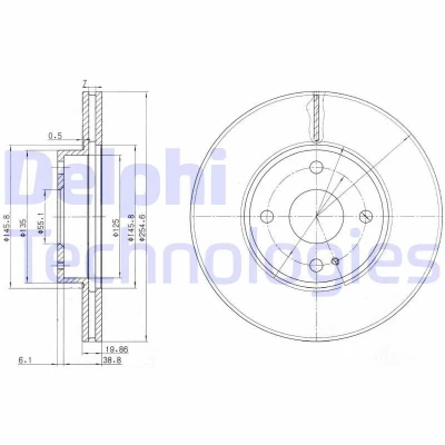 Abbildung von DELPHI BG3393 Bremsscheibe 254 20 4 Belüftet geölt unbehandelt ohne Radlager, ABS Sensorring MAZDA: MX 5 I, 2