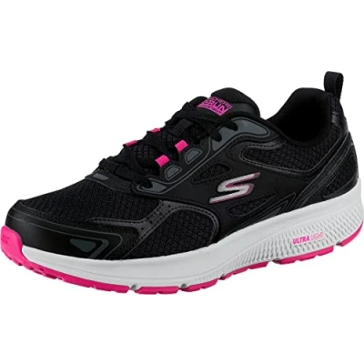 Abbildung von Skechers Damen Go Run Consistent Sneaker, Black Leather Pink Trim, 38 EU
