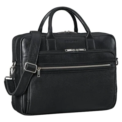 Abbildung von STILORD &#039;Dawson&#039; Leder Aktentasche Umhängetasche mit Laptopfach 15,6 Zoll Vintage Bürotasche DIN A4 Notebooktasche Business Akten Tasche aus Echtem Damen &amp; Herren, Farbe:schwarz