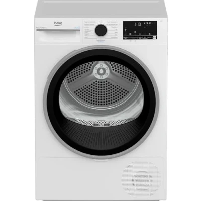Abbildung von Beko B3T3249S Wärmepumpentrockner, Wäschetrockner, 9 kg, allergikergeeignet, Hygiene Trocknen &amp; Auffrischen, SteamCure Dampffunktion, 15 Programme, Express, Weiß