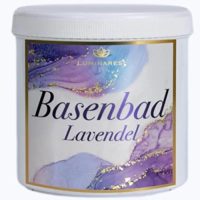 Abbildung von Basenbad, basisches Badesalz zur Entgiftung und Entsäuerung, Vollbad, Fußbad, Peeling, 1500g Luminares Lavendel Duft Basenbad