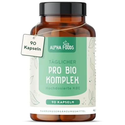 Abbildung von Kulturen Komplex mit 6 Mrd KBE 5 Bakterienstämme und Inulin 90 Kapseln Bakterienkulturen Lactobacillus, Bifidobacterium &amp; Verdauungshilfe für den Darm Vegan Alpha Foods