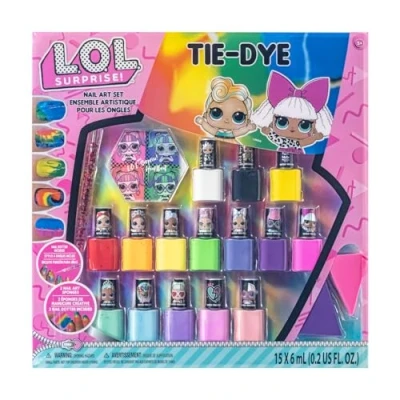 Abbildung von L.O.L Surprise! by Townley Girl 19 teiliges Batik Nagelkunst Set. 15 leuchtende, kräftige, deckende und schimmernde, ungiftige Nagellacke Accessoires ab 5 Jahren