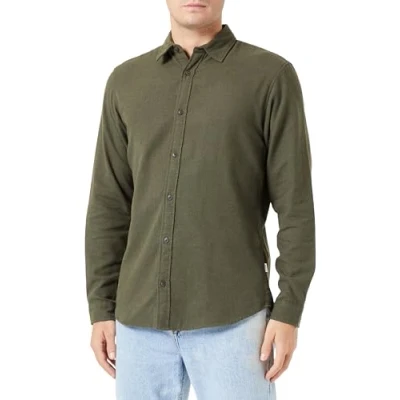 Abbildung von Jack &amp; Jones Jjplain FALL Solid Hemd, Herren, Größe: Large, Forest night