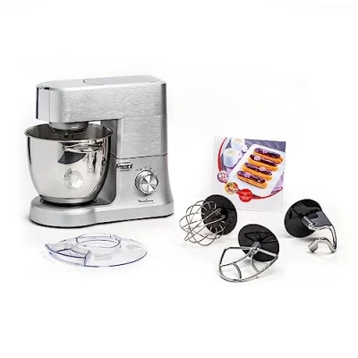 Abbildung von Moulinex Masterchef QA810D Planetary Knetmaschine, 6,7 Liter, Küchenmaschine mit Schneebesen, Knethaken, 1500 W, 8 Geschwindigkeitsstufen