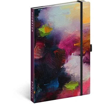 Abbildung von Notizbuch Liniert mit Gummiband 13x21cm ca. A5, Hardcover Notebook, Notizblock, Notizheft, Journal, Tagebuch für Erwachsene, Damen (Rosa Malerei)