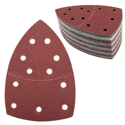 Abbildung von 50 Stück Schleifpapier Dreieckschleifer 11 Loch Schleifpads 120 Körnung Klett Mouse Schleifblätter für 155 x 108 mm