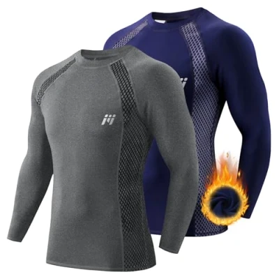 Abbildung von MEETWEE Herren Thermounterwäsche Oberteile, Thermoshirt Langarm Kompressionsshirt Funktionsshirt Atmungsaktiv Thermounterhemd Männer Sportshirt für Running Fitness Gym