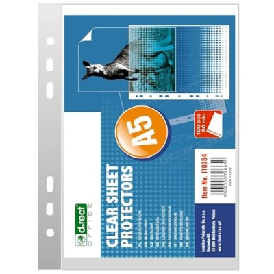 Abbildung von D.RECT Prospekthüllen A5 Klarsichthüllen Dokumentenhüllen 50 µm/Mic/Mikron Stärke: 0,05 mm 100 Stück Folienverpackung Transparent Glasklar Klarsichtfolien Folien Klarsichtfolie