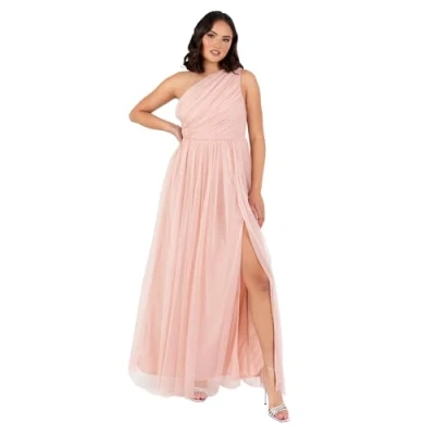 Abbildung von Anaya with Love Damen Womens Ladies Maxi One Cold Shoulder Dress Slit Split Sleeveless Prom Wedding Guest Bridesmaid Ball Evening Gown Kleid, Peach Blush, 40