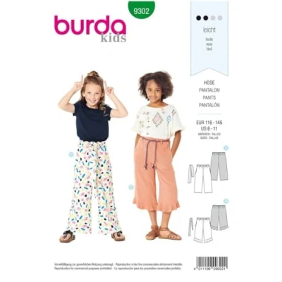 Abbildung von Burda Schnittmuster, 9302, Culottes selber nähen [Mädchen] Level 2 für Anfänger
