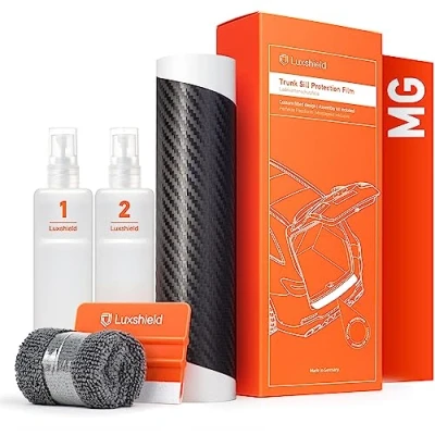 Abbildung von Luxshield Ladekantenschutz Folie für MG 4 I 2022 2024 Stoßstangenschutz, Kratzschutz, Lackschutzfolie Carbon Schwarz