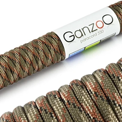 Abbildung von Ganzoo Paracord 550 Seil Camouflage 4mm Schnur Typ 3, Nylon &amp; Polyester, ideal für Basteln von Hundeleine Halsband Armband/Camping Survival und Outdoor 30 Meter Allzweckseil 7 Innenstränge