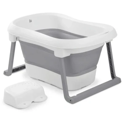 Abbildung von Hauck Babybadewanne »Wash N Fold L, White/Stone«, Faltbadewanne mit Wassertemperaturmessung am Ablaufstopfen