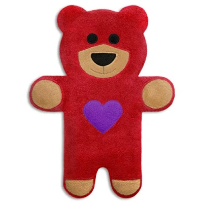 Abbildung von LESCHI Wärmekissen 4 Kammer Körnerkissen für Mikrowelle Tier Bär Teddy Rot mit Herz anschmiegsames Getreidekissen Bio Weizen ideal als Wärmespender im Winter und den Bauch